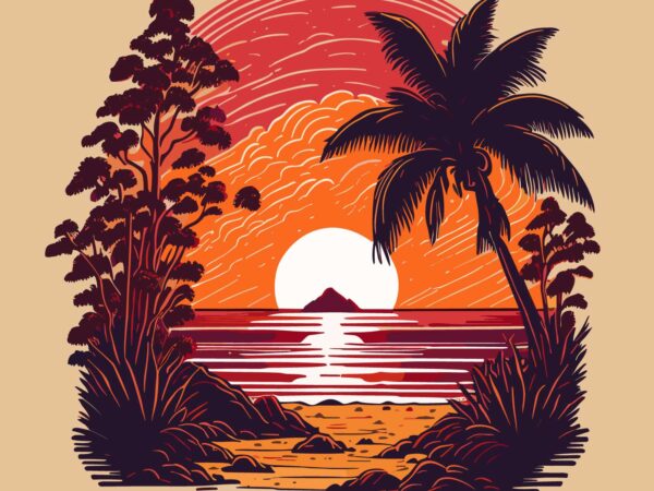 Beach sunrise t shirt template