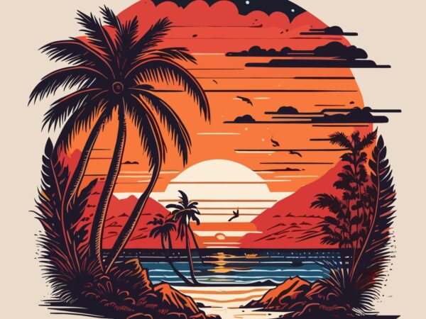 Beach sunrise t shirt template