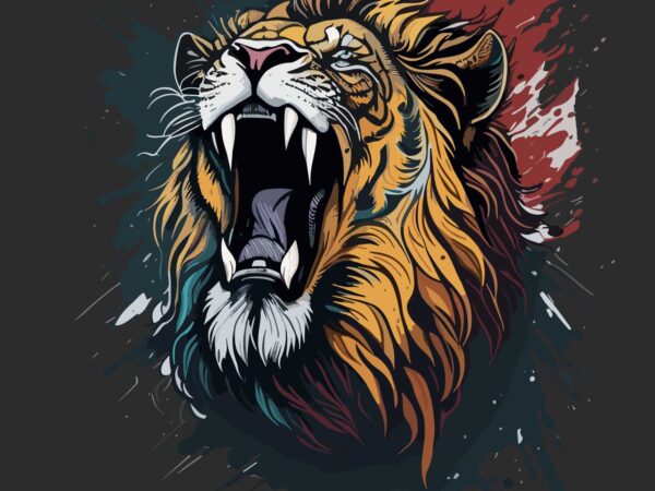 Lion roars t shirt vector graphic
