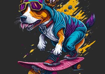 Dog Skate t shirt vector illustration