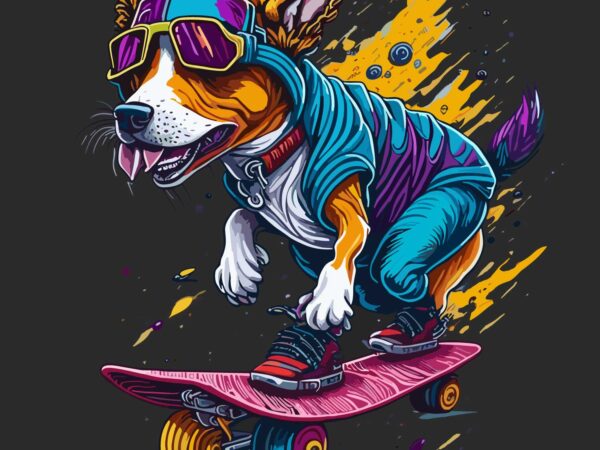 Dog skate t shirt vector illustration