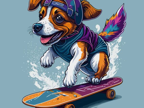 Dog skate t shirt vector illustration