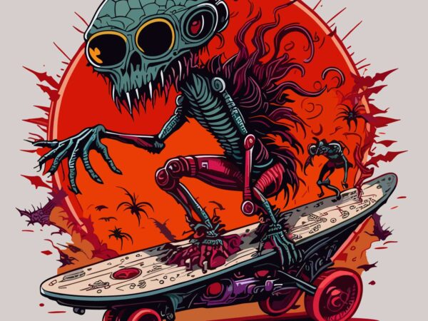 Alien skateboard t shirt vector