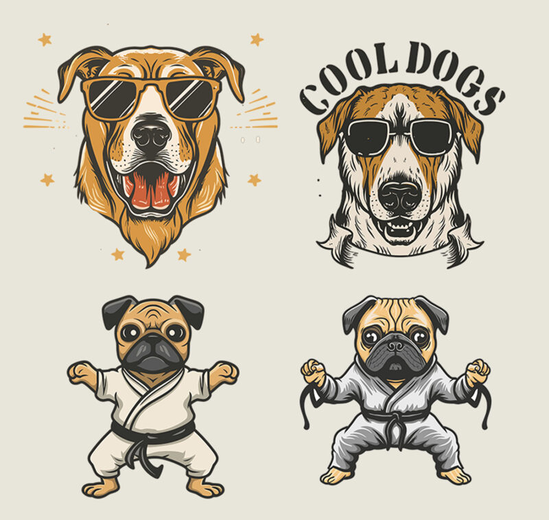 4 Designs Dog Vector