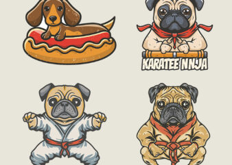 4 Designs Dog Vector