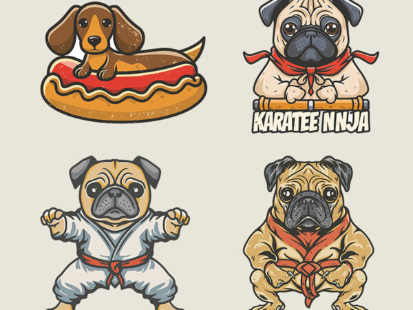 4 designs dog vector