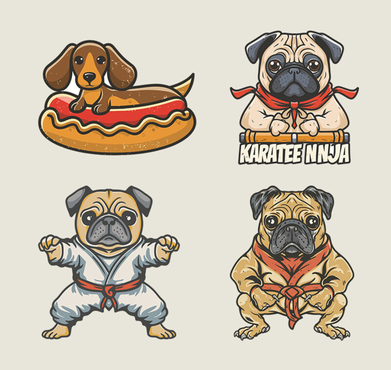 4 Designs Dog Vector