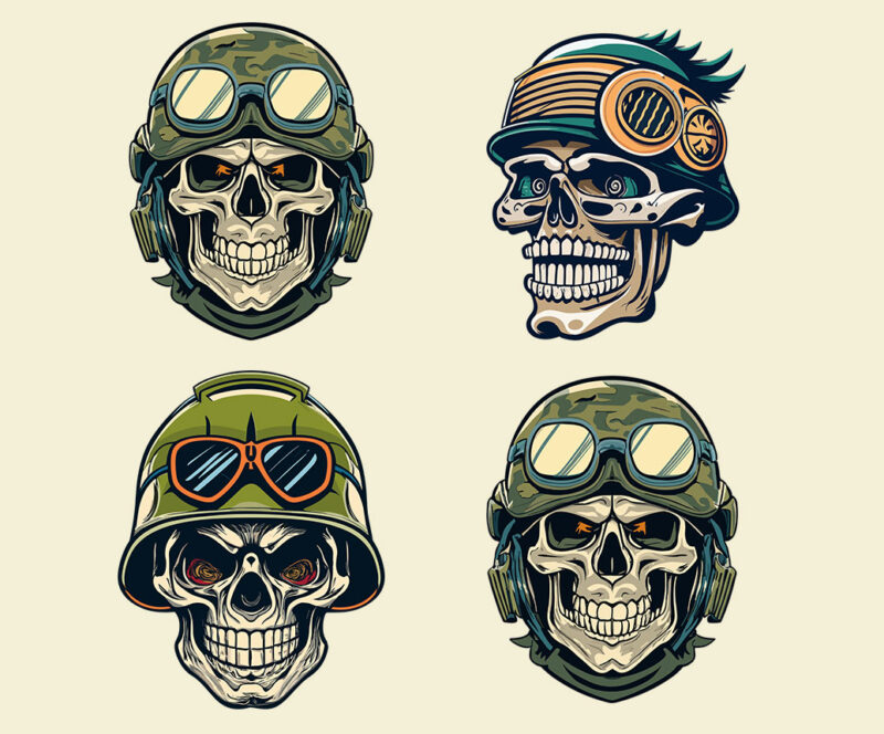 4 Designs skull Vector