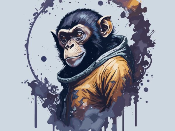 Monkey art space t shirt designs for sale