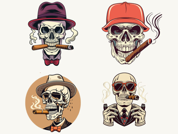 4 designs skull vector