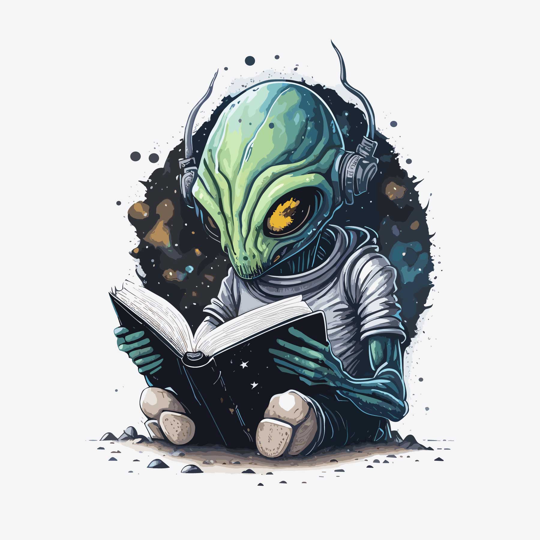 Alien Reading Book - Buy t-shirt designs