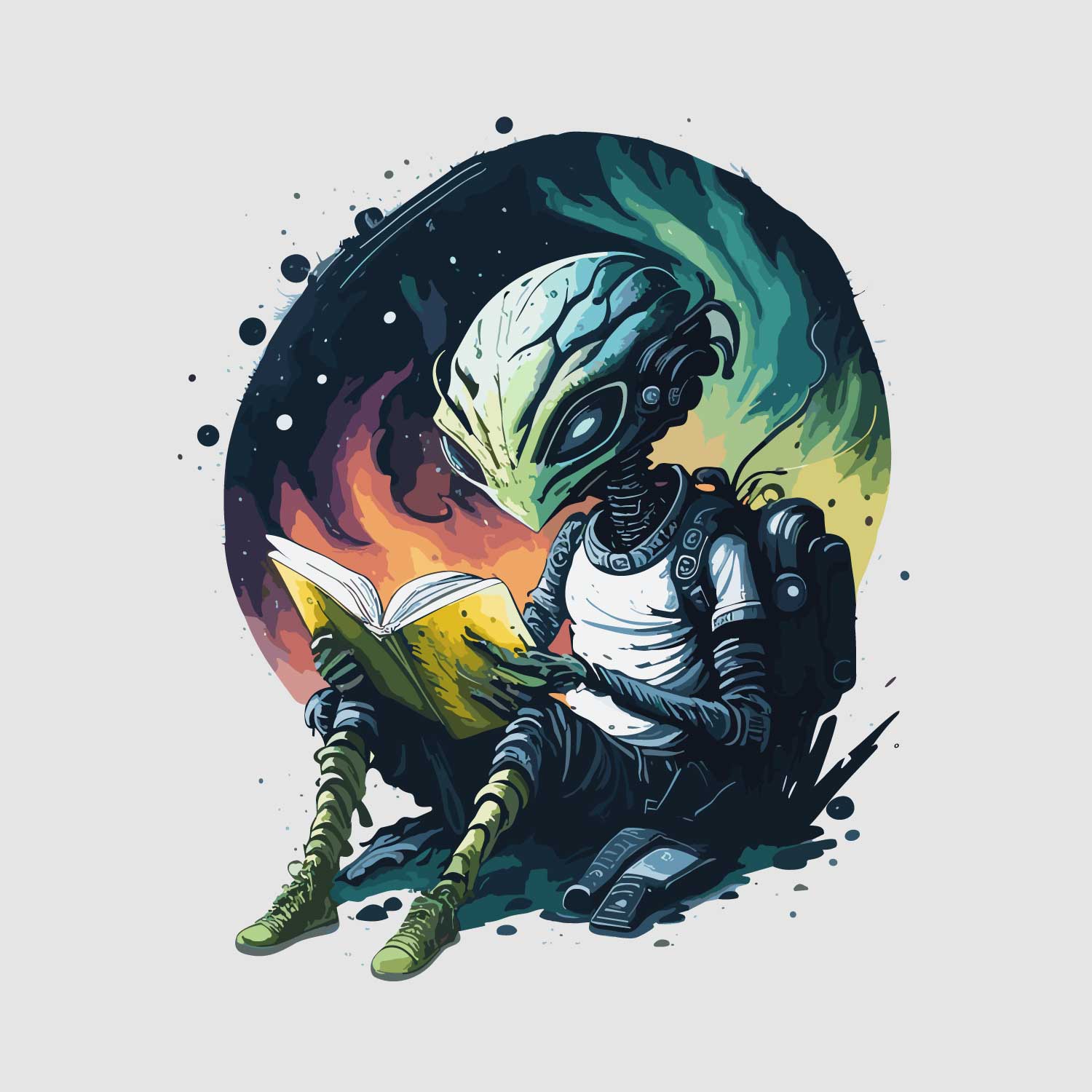 Alien Reading Book - Buy t-shirt designs