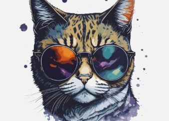 Cat Wearing Sunglass t shirt vector file