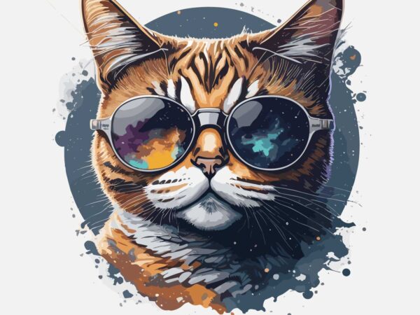 Cat wearing sunglass t shirt vector file