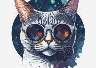 Cat Wearing Sunglass t shirt vector file