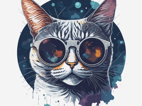 Cat wearing sunglass t shirt vector file