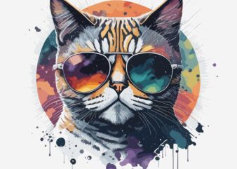 Cat Wearing Sunglass t shirt vector file