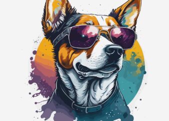 Dog Wearing Sunglass t shirt vector illustration