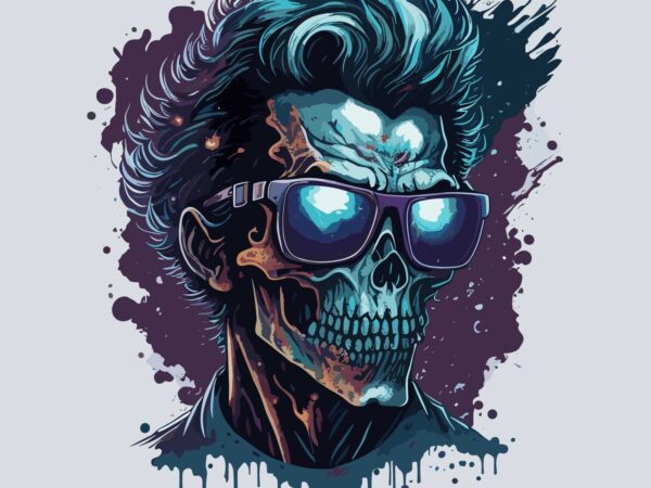 Zombie wearing sunglass t shirt graphic design