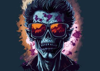 Zombie Wearing Sunglass t shirt graphic design