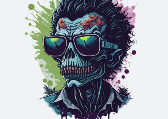 Zombie Wearing Sunglass t shirt graphic design