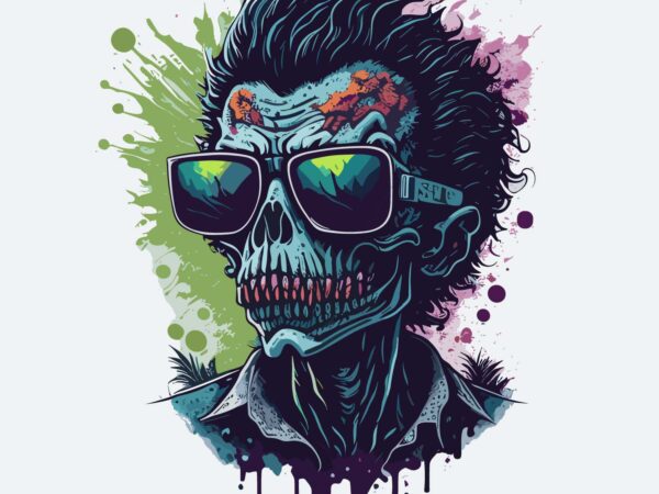 Zombie wearing sunglass t shirt graphic design