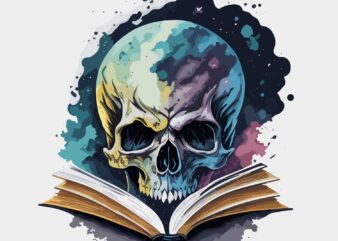 Skull Reading Book t shirt template vector