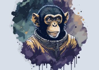 Monkey art space t shirt designs for sale