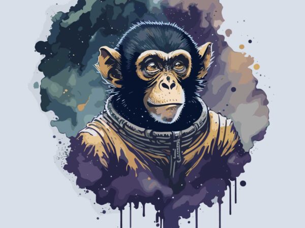 Monkey art space t shirt designs for sale