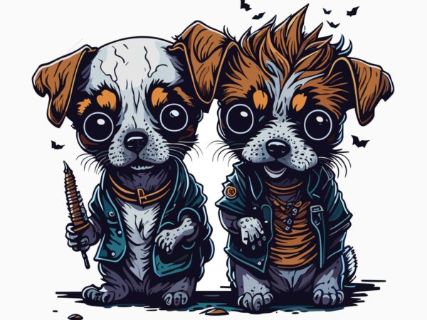 Dog zombie t shirt vector illustration