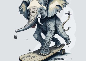 Elephant Playing Skate vector clipart