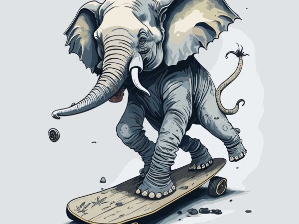 Elephant playing skate vector clipart