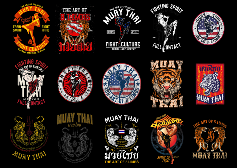 15 Muay Thai Shirt Designs Bundle, Muay Thai T-shirt, Muay Thai png file, Muay Thai digital file, Muay Thai gift, Muay Thai download 1