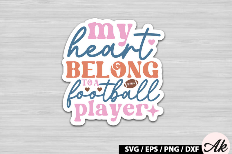 My heart belong to a football player Retro Stickers