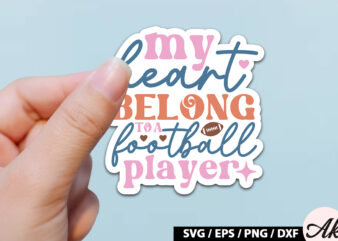 My heart belong to a football player Retro Stickers