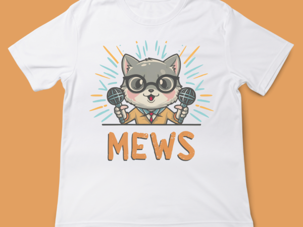 News anchor cat, cute cat, reporting, cute cat t-shirt design, mews, funny cat t-shirt design, instant download
