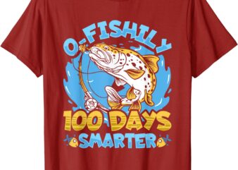 O-fishily 100 Days Smarter 100 Days Of School Fish & Fishing T-Shirt