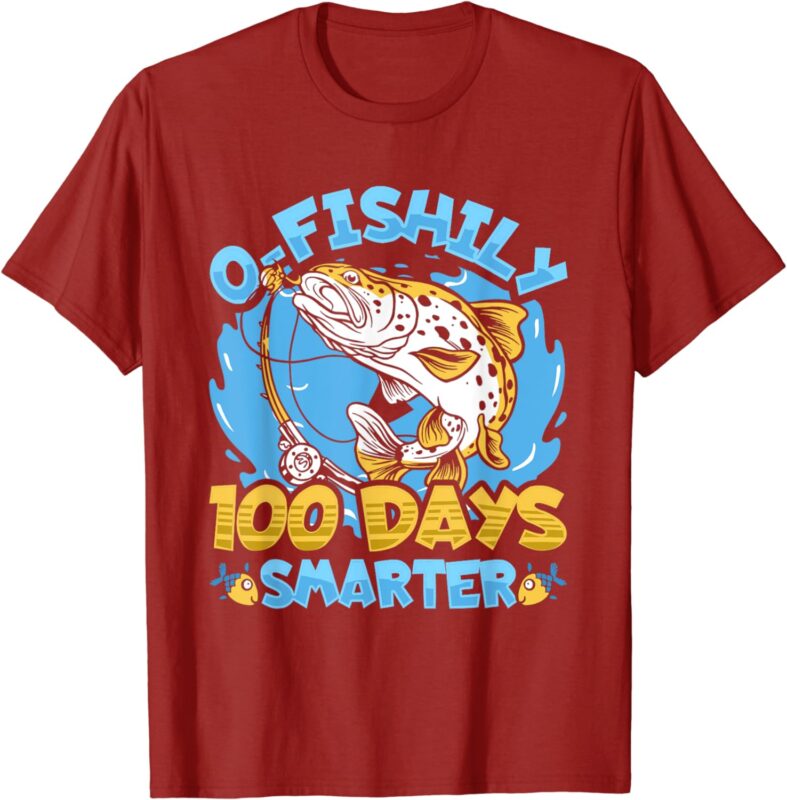 O-fishily 100 Days Smarter 100 Days Of School Fish & Fishing T-Shirt