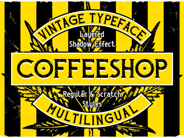 Coffeeshop label font t shirt vector file