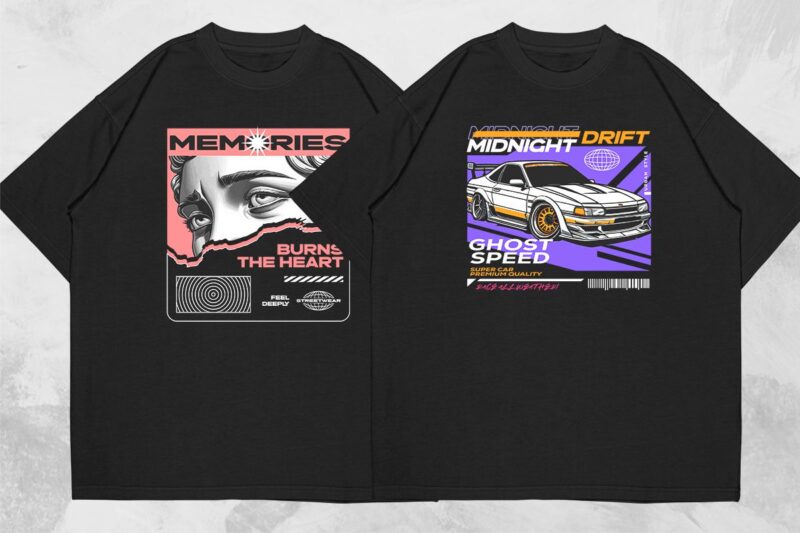 t-shirt vector Urban Streetwear Graphic T shirt Designs Bundle Vol2, Streetwear Graphic T-shirt Pack. Universtock