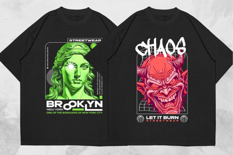 t-shirt vector Urban Streetwear Graphic T shirt Designs Bundle Vol2, Streetwear Graphic T-shirt Pack. Universtock