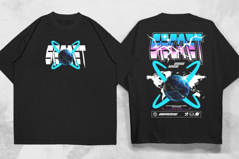 Futuristic Streetwear T shirt Designs Bundle, Urban Futurist Graphic T-shirt Vector