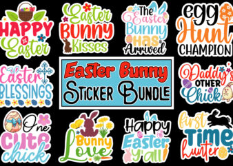 Easter Bunny Sticker Bundle vector clipart