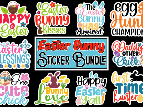 Easter bunny sticker bundle vector clipart