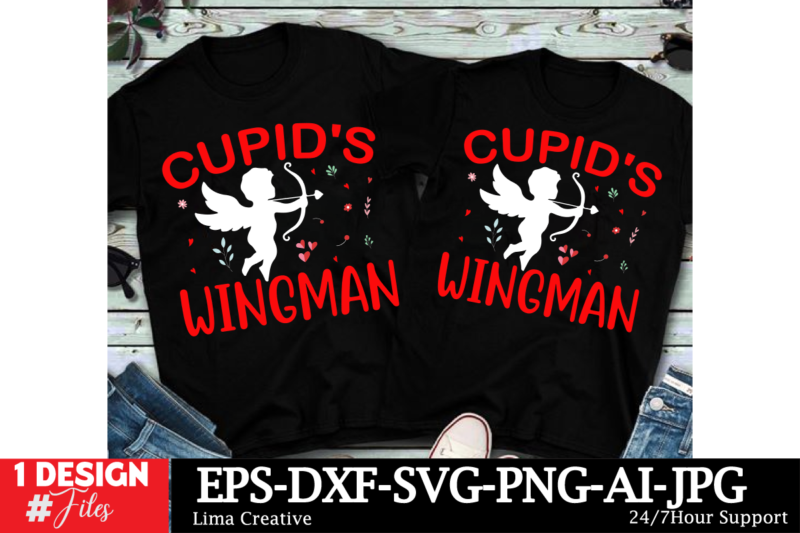 Cupids Wingmann Valentine’s Day T-shirt Design, Valentines svg bundle, Valentines Day Svg, Happy valentine svg, Love Svg, Heart svg, Love da