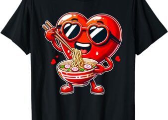 Ramen Heart Noodles Cute Valentine’s Day Boys Girls Kids T-Shirt