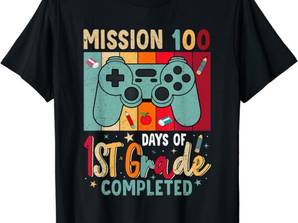 Retro 100 days of 1st grade boy gamer 100th day of school t-shirt