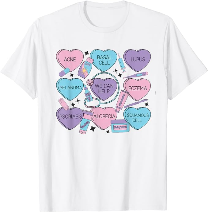 Retro Dermatology Valentine’s Day Heart Candy Dermatologist T-Shirt