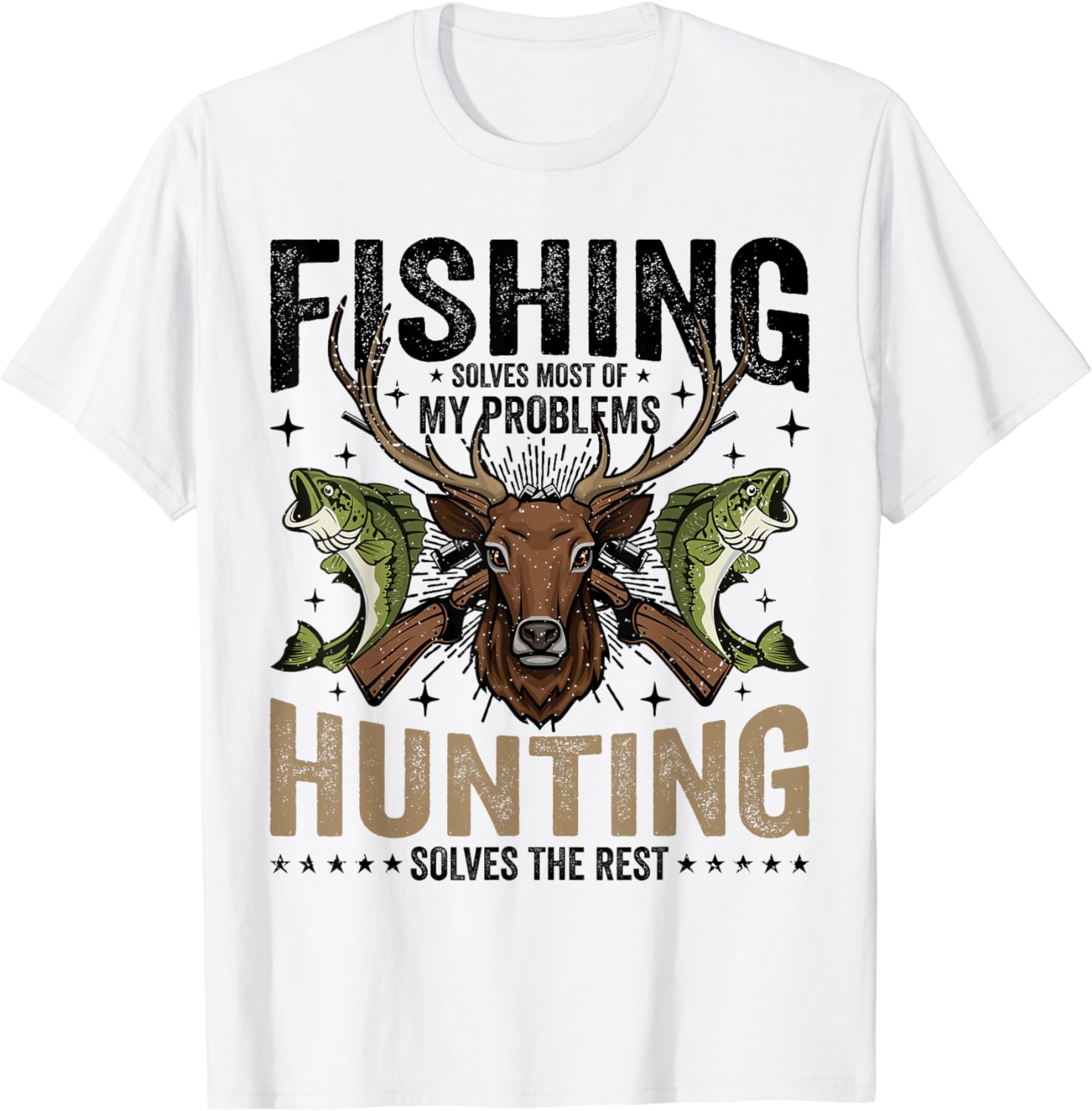 Retro Fishing And Hunting Gifts Humor Hunter Cool Funny T-Shirt