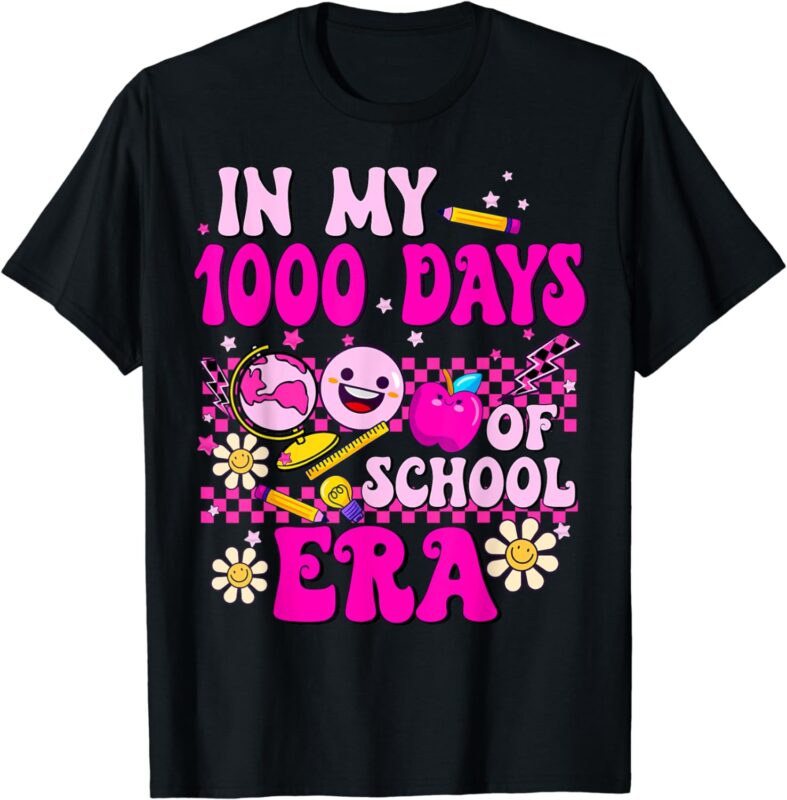 Retro Groovy In my 1000 days of school era 1000 Days Smarter T-Shirt
